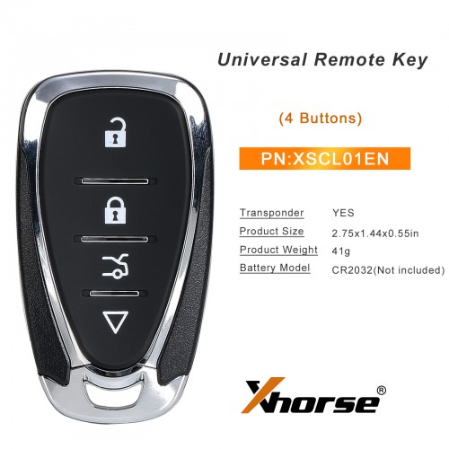 10pcs/lot Xhorse XSCL01EN Universal Remote Key 4 Buttons Chevrolet Style