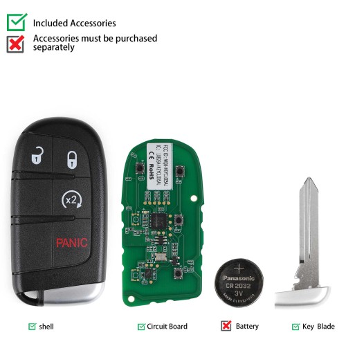 5pcs/lot AUTEL IKEYCL004AL 4 Buttons Smart Universal Key for Chrysler