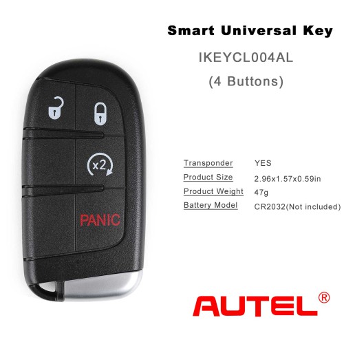 5pcs/lot AUTEL IKEYCL004AL 4 Buttons Smart Universal Key for Chrysler