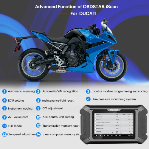 [UK/EU Ship] OBDSTAR iScan DUCATI Motorcycle Diagnosis and Key Programming Tool with free M041 Cable Apdater