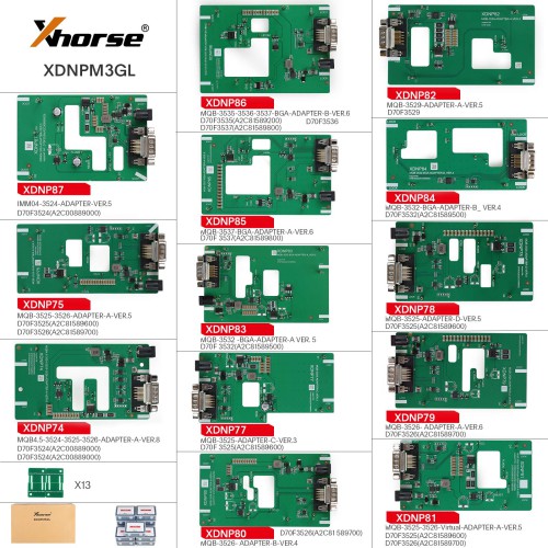 [UK/EU Ship] Xhorse Multi-PROG Programmer with XDNPM3GL MQB48 Solder-Free Adapters 13pcs