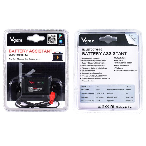 [UK Ship] Vgate Battery Assistant BlueTooth 4.0 Wireless 6~20V Automotive Battery Load Tester for Android & iOS