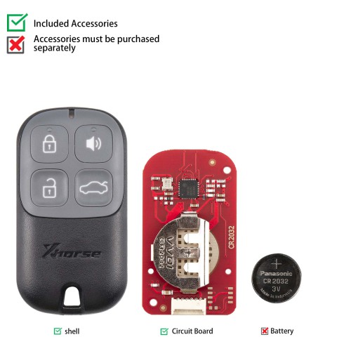 [5Pcs/Lot] XHORSE XKXH20EN VVDI Wire Remote 4 Buttons Black
