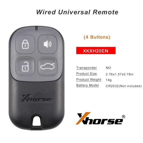 [5Pcs/Lot] XHORSE XKXH20EN VVDI Wire Remote 4 Buttons Black