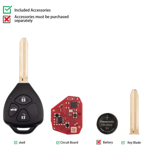 [5Pcs/Lot] XHORSE XKTO23EN for Toyota Models Left 3 Buttons Triangle Second Generation Wired Remote