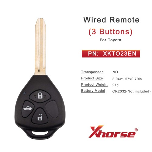 [5Pcs/Lot] XHORSE XKTO23EN for Toyota Models Left 3 Buttons Triangle Second Generation Wired Remote