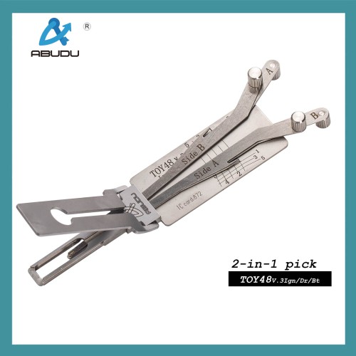 Abton ABUDU AIAM001U TOY48 Ignition and Universal Door Lock Internal Mill 4-Track Pick and Decode 2-in-1 Tool Tooth Depth (5-cut) IC CARD:872