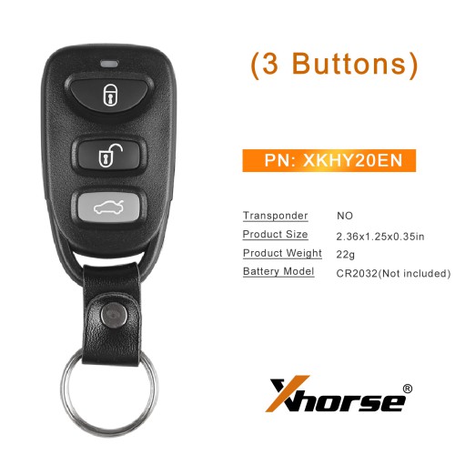[5Pcs/Lot] XHORSE XKHY20EN Hyundai Type 3 Buttons Second Generation Universal Remote Key