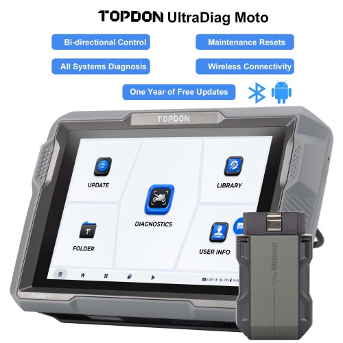[UK/EU Ship] TOPDON UltraDiag Ultra Diag Moto 8 inch Wireless Motorcycle Diagnostic Tool Bi-directional Support 81+ Brands 40+ Service Functions