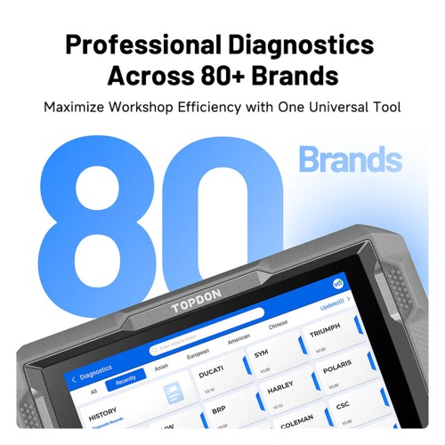 [UK/EU Ship] TOPDON UltraDiag Ultra Diag Moto 8 inch Wireless Motorcycle Diagnostic Tool Bi-directional Support 81+ Brands 40+ Service Functions