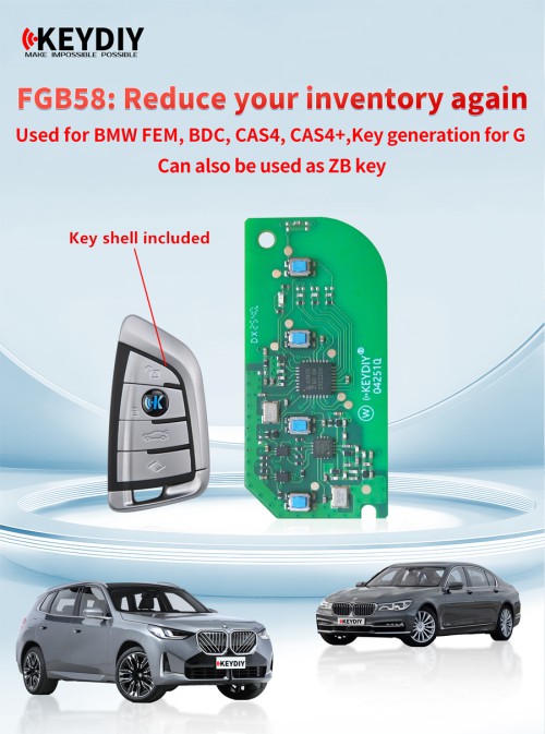 [UK/EU Ship] 1Pc KEYDIY KD FGB58 PCB Board + 1Pc Key Shell for BMW FEM/ BDC/ CAS4/ CAS4+