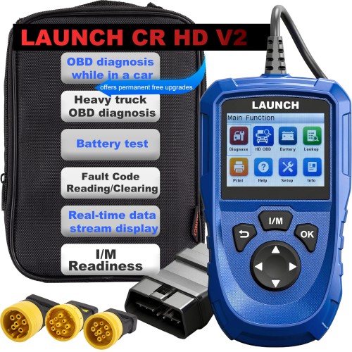 Launch CR HD V2 New Generation Heavy-duty Truck Tool Standard Configuration Supports J1708/ J1939/ J1979/ J1850/ PWM and VPW Protocols