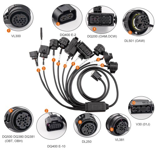 GODIAG Gearbox 8-in-1 Cable Set for V-A-G V30/ DQ200/ DL501/ VL300/ VL381/ DQ500/ DQ250/ DQ380/ DQ381/ DQ400E