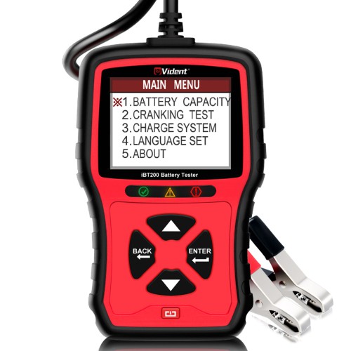 VIDENT iBT200 9V-36V Battery Tester for 12V passenger vehicle and 24V heavy duty trucks 100 to 2000CCA Car Battery Analyzer