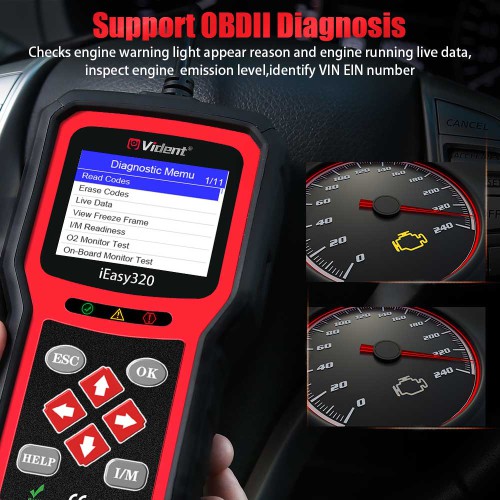 VIDENT iEasy320 OBDII/EOBD+CAN Code Reader Supports 11 Languages, Lifetime FREE Software & Firmware Updates