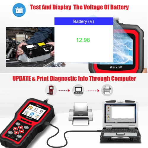 VIDENT iEasy320 OBDII/EOBD+CAN Code Reader Supports 11 Languages, Lifetime FREE Software & Firmware Updates