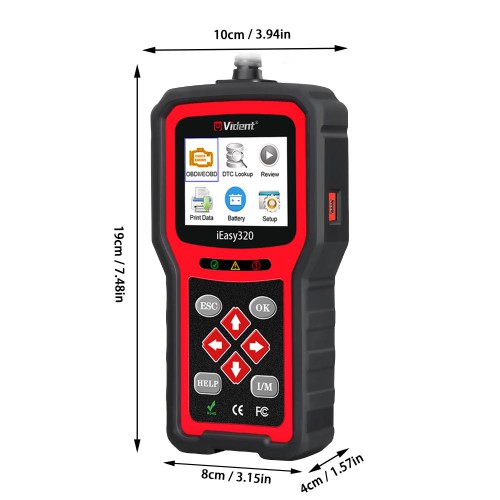 VIDENT iEasy320 OBDII/EOBD+CAN Code Reader Supports 11 Languages, Lifetime FREE Software & Firmware Updates