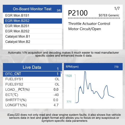 VIDENT iEasy320 OBDII/EOBD+CAN Code Reader Supports 11 Languages, Lifetime FREE Software & Firmware Updates