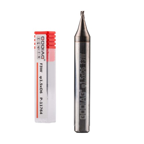 5Pcs GODIAG F3W 1.5MM End Milling Cutter φ1.5xD6x45Lx3F for SILCA MATRIX PRO, MATRIX EVO, MATRIX SLX, MATRIX SX, MATRIX S
