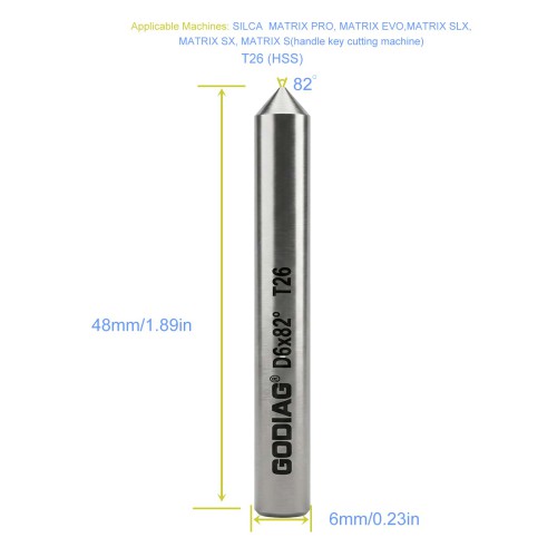 5Pcs GODIAG T26 82° Tracer φ6x82°x48L-0.8 For SILCA MATRIX PRO, MATRIX EVO, MATRIX SLX, MATRIX SX, MATRIX S