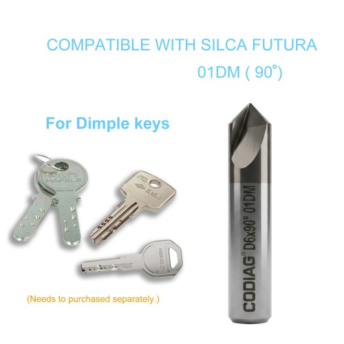 5Pcs GODIAG 01DM 90° Dimple Cutter φ6x30Lx90°x2F For SILCA Futura Pro, Futura Pro Engraving, Futura Pro Automotive