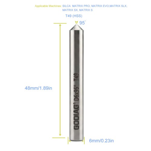 5Pcs GODIAG T49 95° Tracer D6x95°x45L-0.8 For SILCA MATRIX PRO, MATRIX EVO, MATRIX SLX, MATRIX SX, MATRIX S