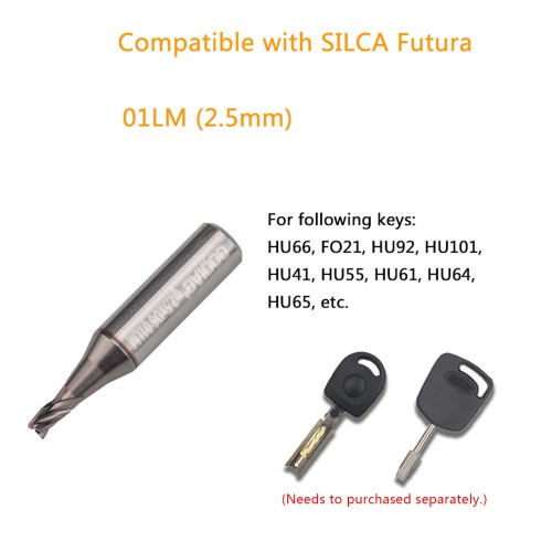 5Pcs GODIAG 01LM 2.5MM End Milling Cutter φ2.5x5.5xφ6x30Lx3F For SILCA Futura Pro, Futura Pro Engraving, Futura Pro Automotive