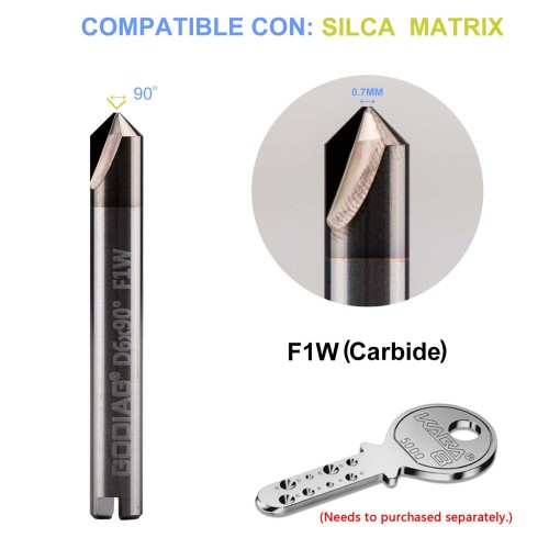 5Pcs GODIAG F1W 90° Dimple Cutter φ6.0x90°x48-0.7x2T For SILCA MATRIX PRO, MATRIX EVO, MATRIX SLX, MATRIX SX, MATRIX S