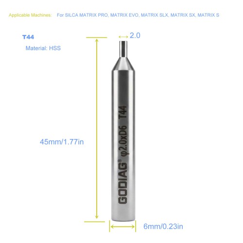 5Pcs GODIAG T44 2.0MM Tracer φ2.0xD6x45L For SILCA MATRIX PRO, MATRIX EVO, MATRIX SLX, MATRIX SX, MATRIX S