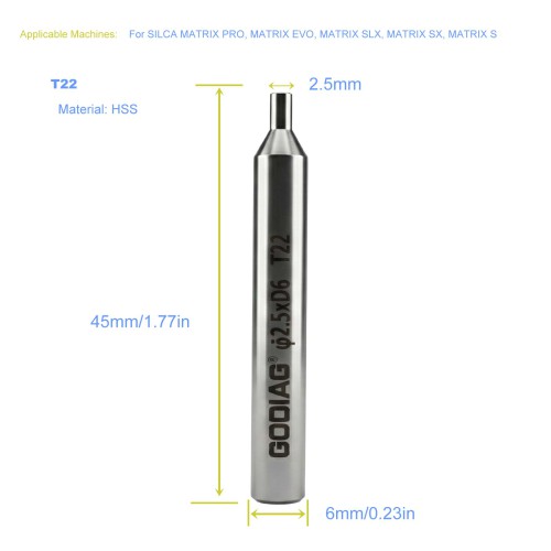 5Pcs GODIAG T22 2.5MM Tracer φ2.5xD6x45L For SILCA MATRIX PRO, MATRIX EVO, MATRIX SLX, MATRIX SX, MATRIX S