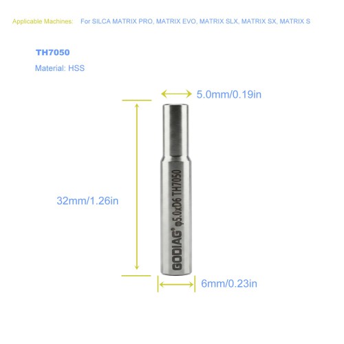 5Pcs GODIAG TH7050 5MM Tracer φ5.0x10xD6x32L For SILCA MATRIX PRO, MATRIX EVO, MATRIX SLX, MATRIX SX, MATRIX S