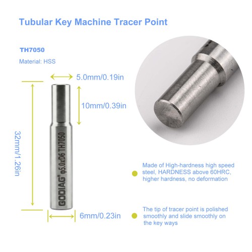 5Pcs GODIAG TH7050 5MM Tracer φ5.0x10xD6x32L For SILCA MATRIX PRO, MATRIX EVO, MATRIX SLX, MATRIX SX, MATRIX S