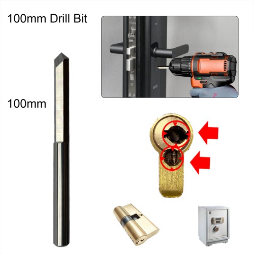 5Pcs GODIAG 100MM Long Grinder Drill Bit D6x33x100 For Pistol Dills Used for Lock Cylinders & Safe Boxes Brass Locks