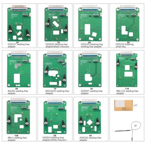 KEYDIY Clamp Adapter Type 11pcs Adapter Boards 5C 5D BDC2 BDC3 Encryption Board Work with KD X4/KD MAX and Other Devices Support Permanent Free Use