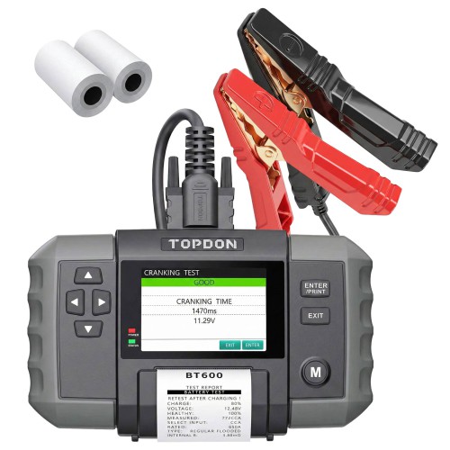 TOPDON BT600 Battery Tester for 12V Vehicles Batteries With 3.5" Screen & Thermal Printer