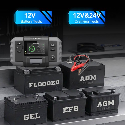 TOPDON BT600 Battery Tester for 12V Vehicles Batteries With 3.5" Screen & Thermal Printer