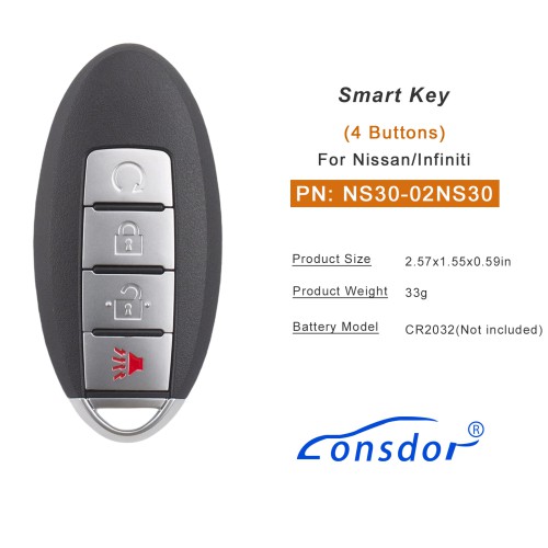 Lonsdor NS30-02 NS30 for Nissan/Infiniti Smart Key 4 Buttons Supports ID46 ID47 ID4A