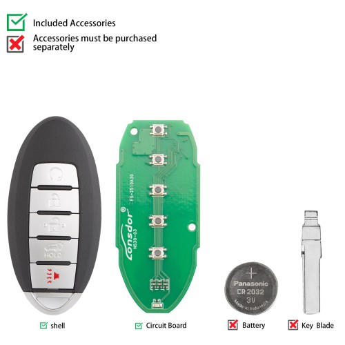 Lonsdor NS30-04 NS30 for Nissan/Infiniti Smart Key 5 Buttons Supports ID46 ID47 ID4A