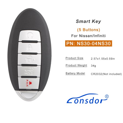Lonsdor NS30-04 NS30 for Nissan/Infiniti Smart Key 5 Buttons Supports ID46 ID47 ID4A
