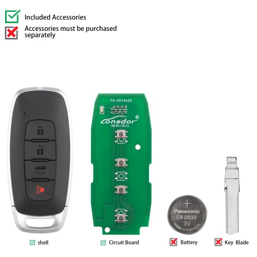 Lonsdor NS30-13 NS30 for Nissan/Infiniti Smart Key 4 Buttons Supports ID46 ID47 ID4A