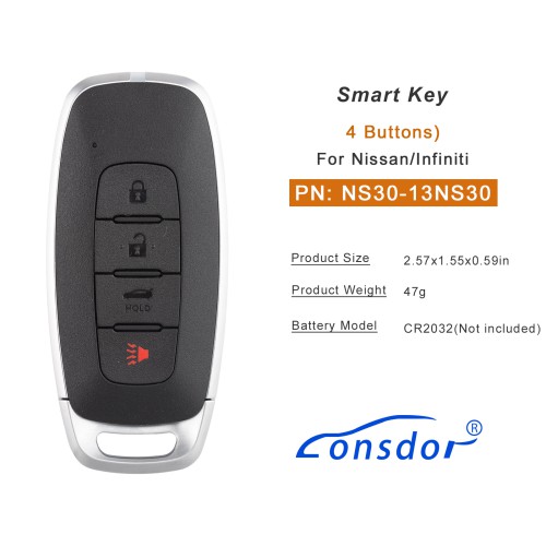 Lonsdor NS30-13 NS30 for Nissan/Infiniti Smart Key 4 Buttons Supports ID46 ID47 ID4A