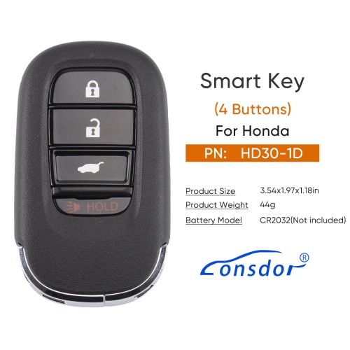 Lonsdor HD30-1D HD30 Smart Key 4 Buttons for Honda Supports ID46 ID47 ID4A
