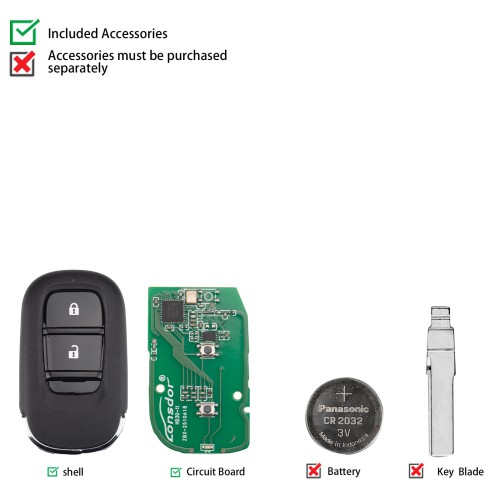 Lonsdor HD30-11 HD30 Smart Key 2 Buttons for Honda Supports ID46 ID47 ID4A