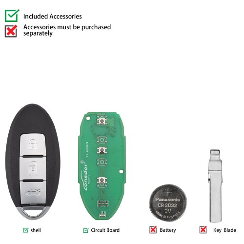 Lonsdor NS30-0B NS30 for Nissan/Infiniti Smart Key 3 Buttons Supports ID46 ID47 ID4A