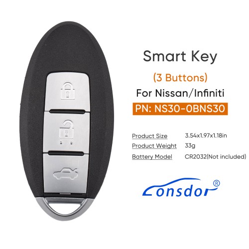 Lonsdor NS30-0B NS30 for Nissan/Infiniti Smart Key 3 Buttons Supports ID46 ID47 ID4A