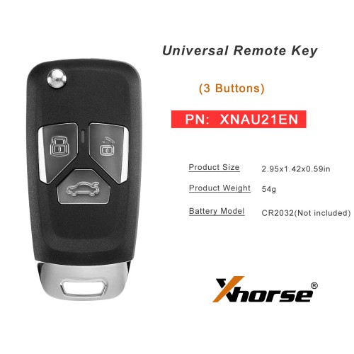[5Pcs/Lot] XHORSE XNAU21EN AUD.I Style 3 Buttons Second Generation Universal Remote Key
