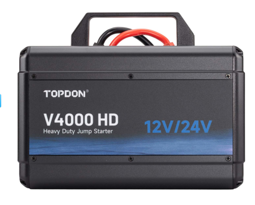 TOPDON V4000 HD 12V/24V 4000A Jump Starter Supports 60 Starts for Passenger vehicles & Light-duty One Jump Starter for All Your Heavy-Duty Needs