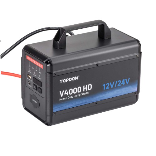 TOPDON V4000 HD 12V/24V 4000A Jump Starter Supports 60 Starts for Passenger vehicles & Light-duty One Jump Starter for All Your Heavy-Duty Needs