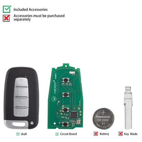 [5Pcs/Lot] KEYDIY KD ZB04-4 Universal Smart Remote Key 3+1 Buttons (Middle Slot) Hyundai Type