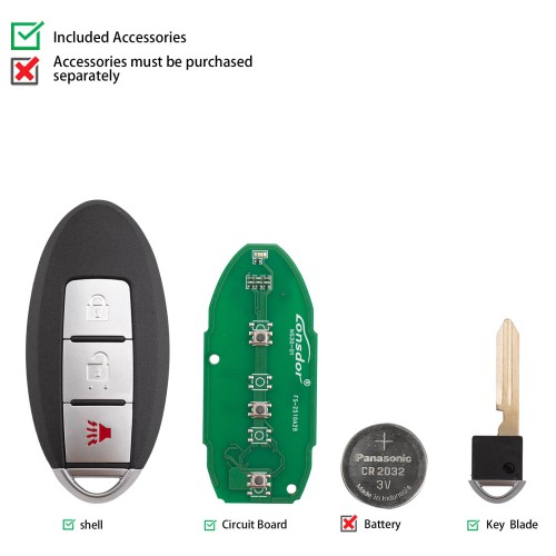 Lonsdor NS30-01 NS30 for Nissan/Infiniti Smart Key 3 Buttons Supports ID46 ID47 ID4A